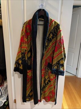 Versace Red Black and Gold Baroque Robe Jacket